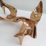 Bronze and glass coffee table with female sculpture by Victor Roman