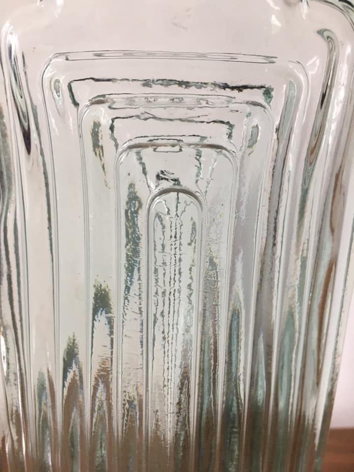 Large art-deco glass vase San Miguel (Spain). Handmade (original label)