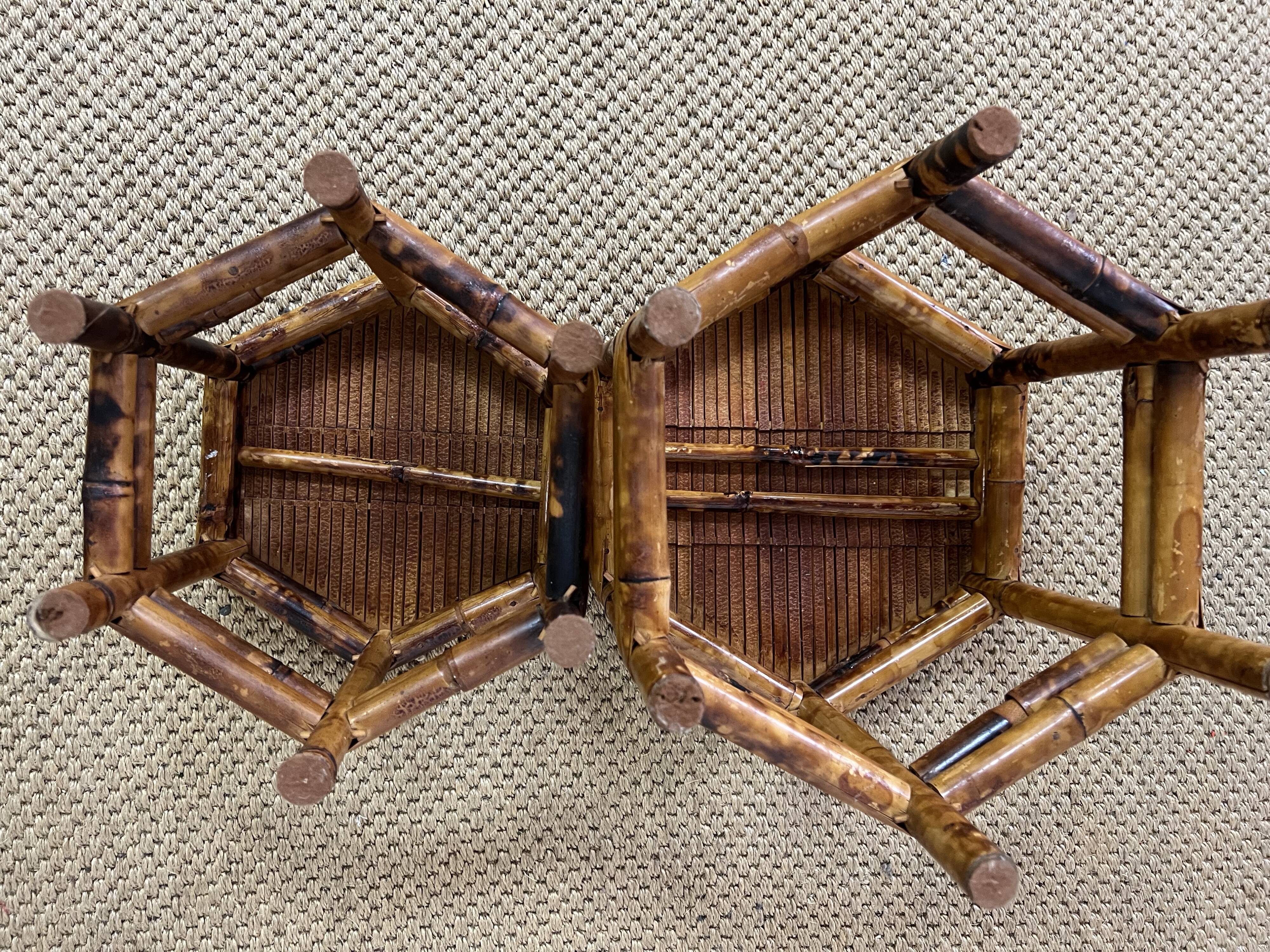 Pair of small side tables / Rattan sofa ends