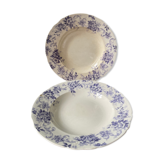 Set of 2 hollow plates XIXth company Ceramic Maestricht Holland, model Florence