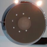 Extendable chrome ball pendant light.
