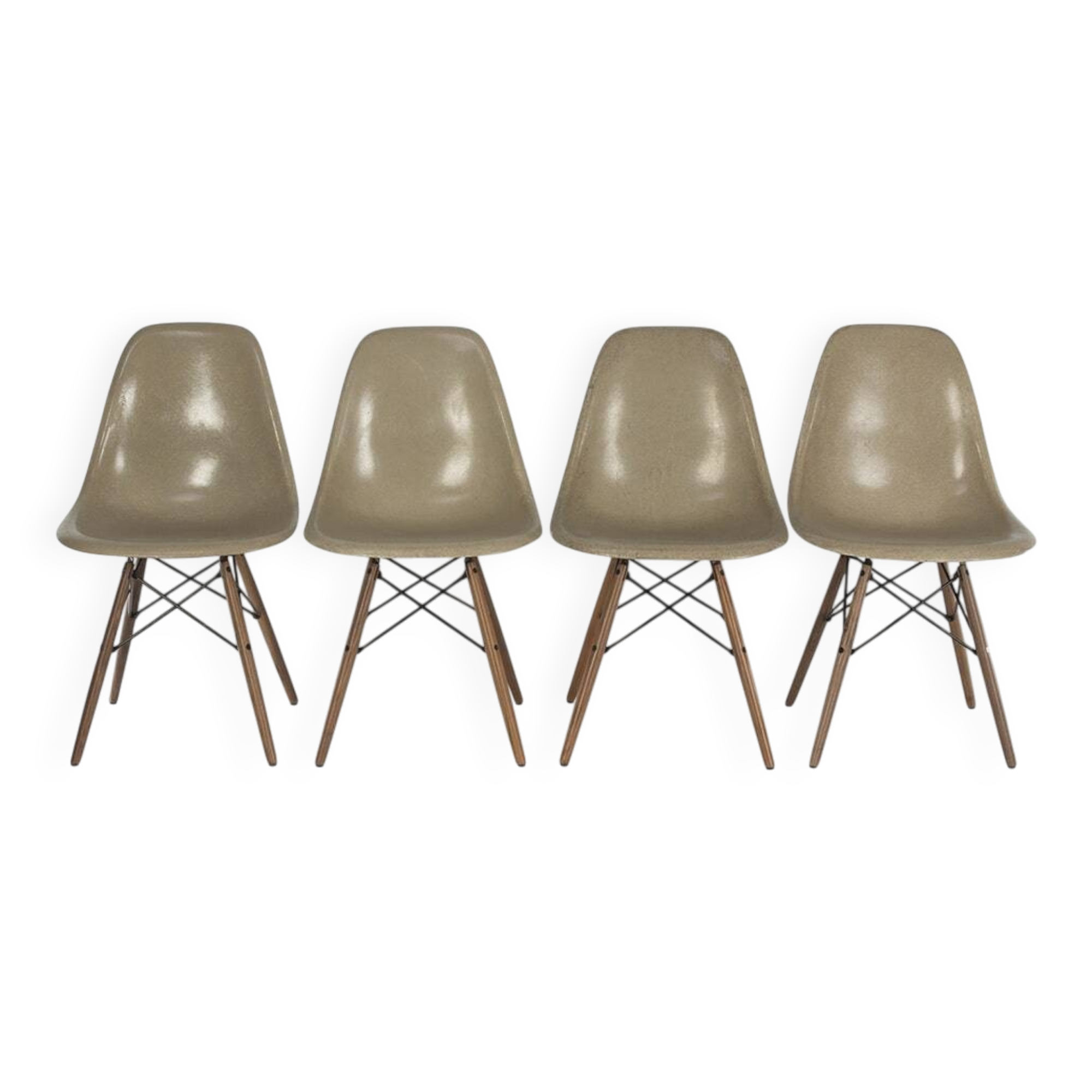 Greige Set (4) Herman Miller Vintage Original Eames DSW Side Shell Chairs