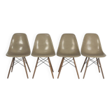 Greige Set (4) Herman Miller Vintage Original Eames DSW Side Shell Chairs