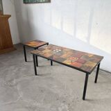 Duo de tables basses en céramique émaillée