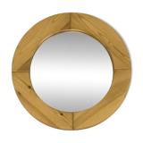Large round vintage pine mirror