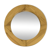Miroir rond vintage en pin