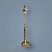 Antique lamp base in patinated brass – fluted column – H 60 cm