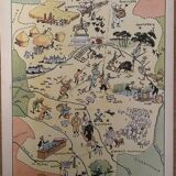 Old illustrated map of Orleans Berry - JP Pinchon