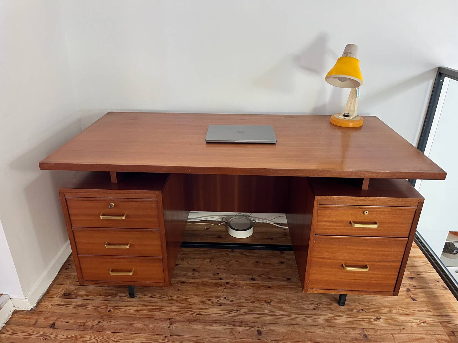Large oak desk with double pedestal - 1950