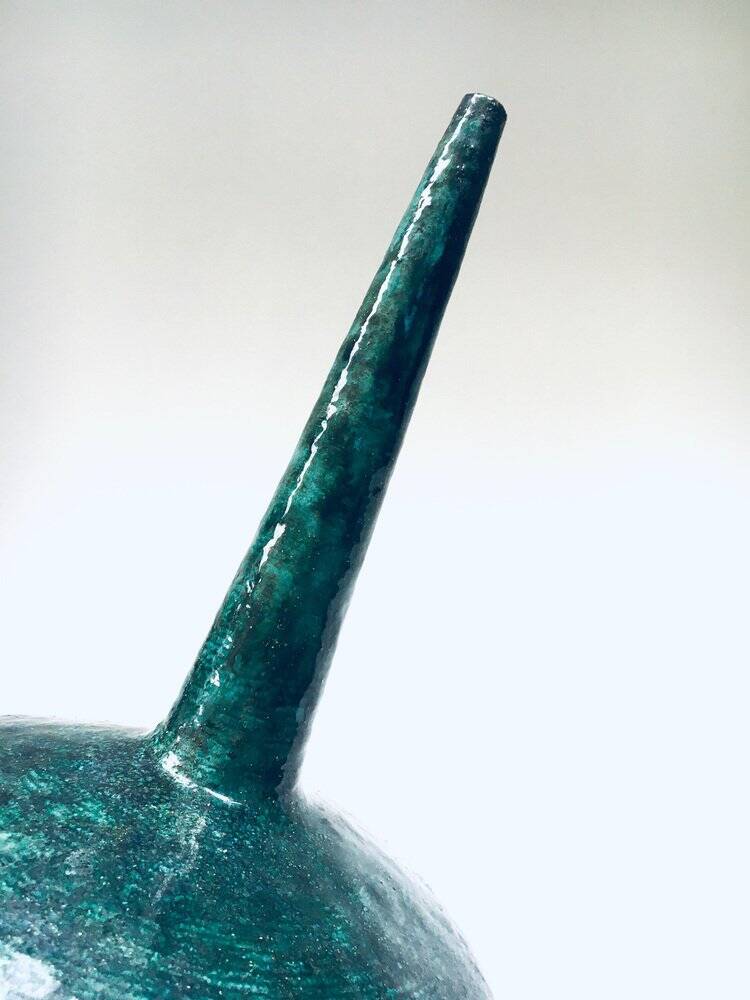 Handmade Art Pottery Ceramic Fluted Vase, Belgium, 1970s