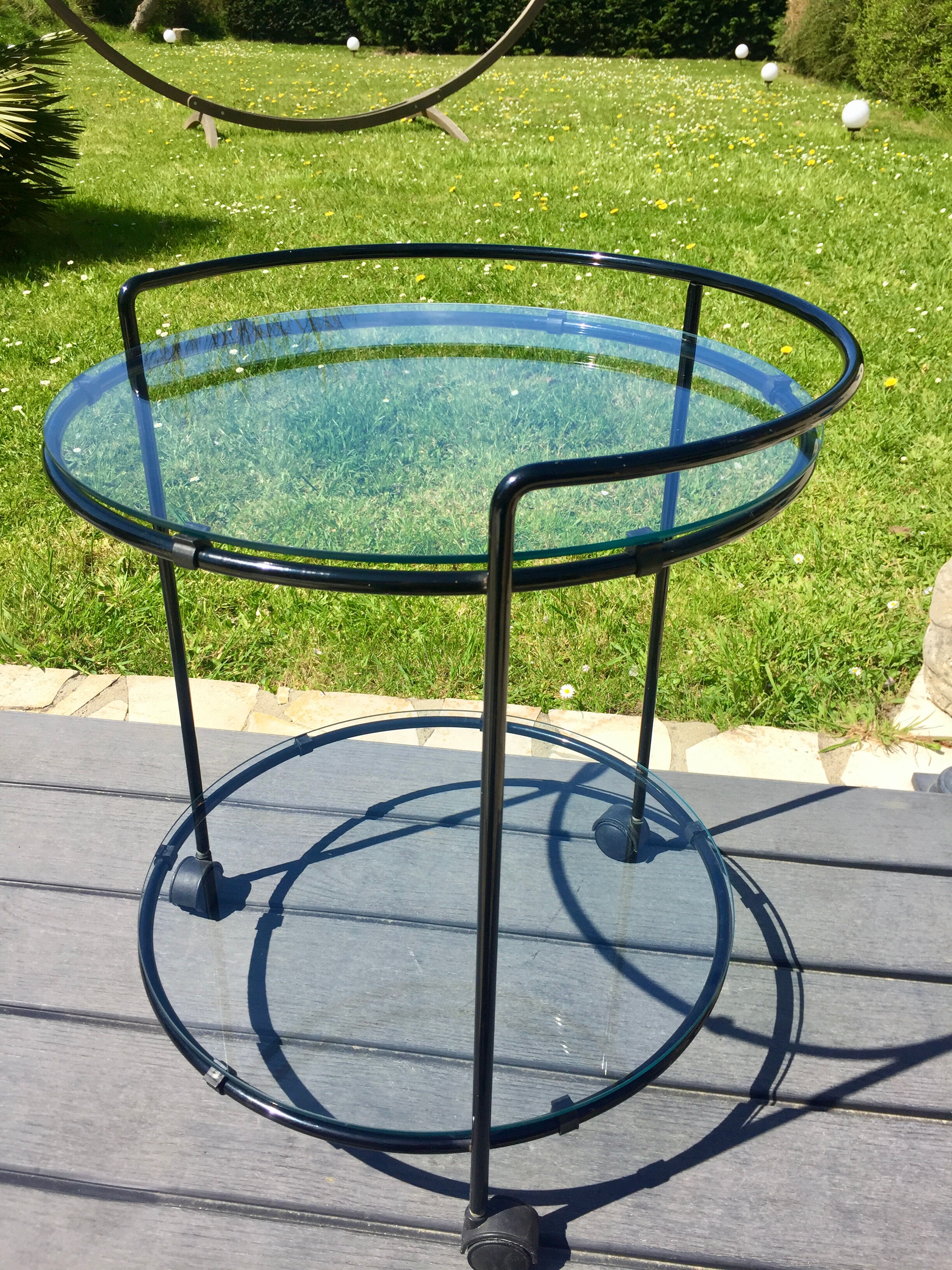 Vintage round service 70 glass trays