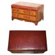 Crocodile leather and hardwood luggage rack in Mid-Century Modern style