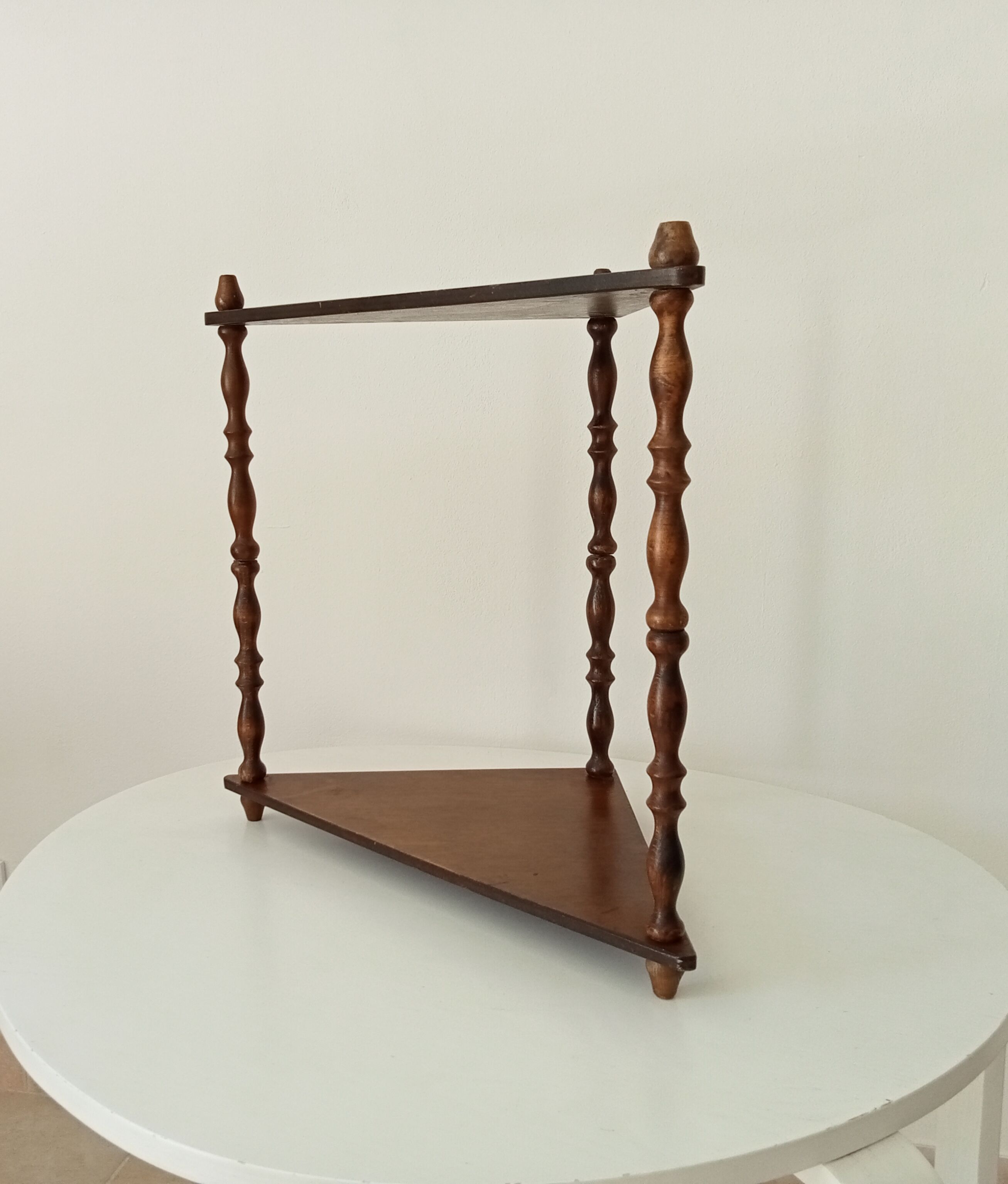 Vintage turned wood wall shelf