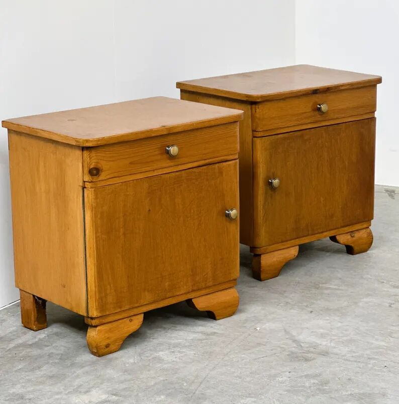 Pair of Vintage Art Deco Nightstands, 1930s-1940s