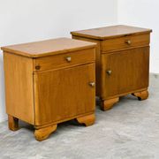 Paire de tables de nuit vintage Art Déco, années 1930-1940