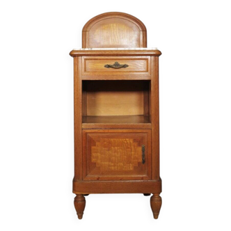 Table de chevet vintage en bois de cerisier et de hêtre avec plateau en marbre des années 1940-50 – Italie