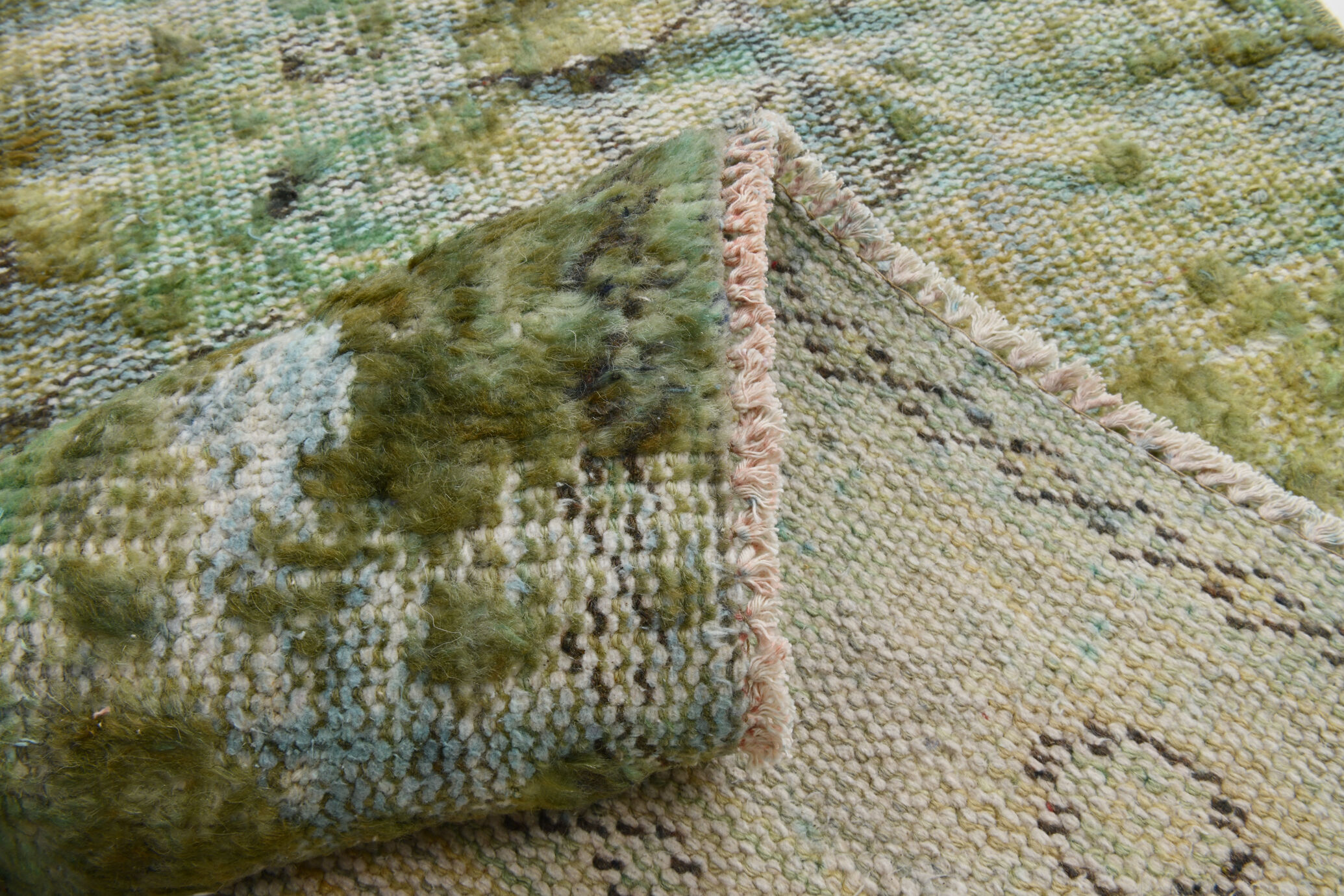 3x10 green tones turkish runner rug, 91x299cm