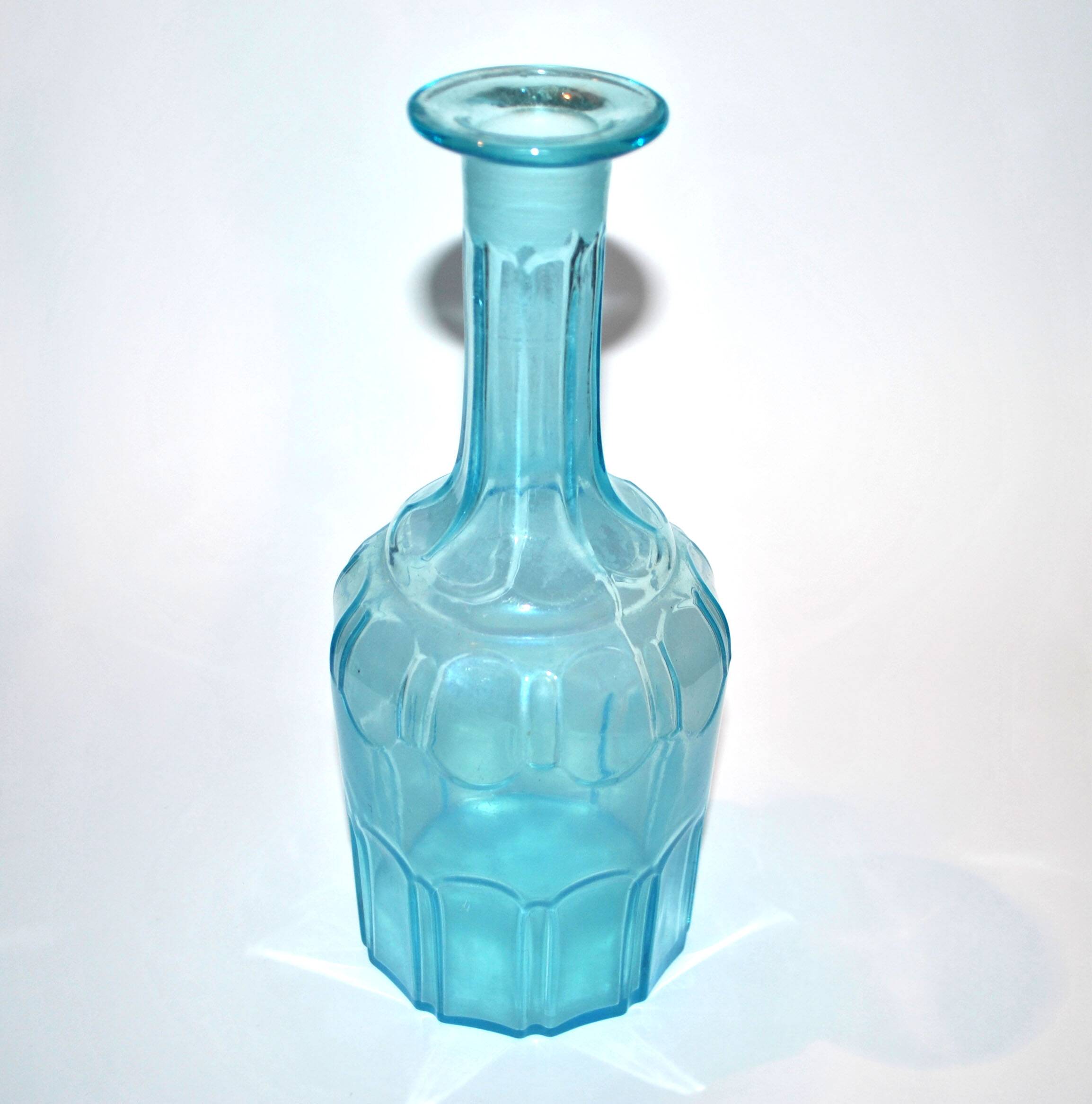 Vintage turquoise blue molded glass carafe 24cm