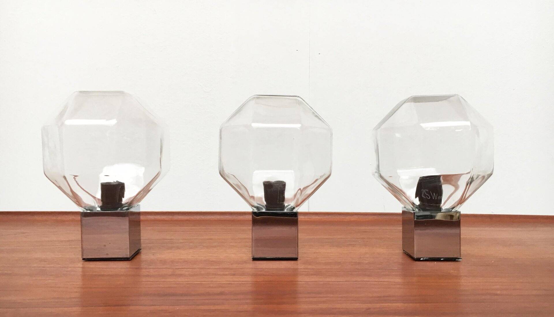 German Vintage Lamps Space Chrome and Glass by Motoko Ishii for Staff