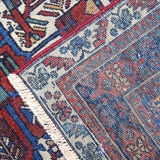 Antique persian afshar carpet handwoven blue wool area rug-
