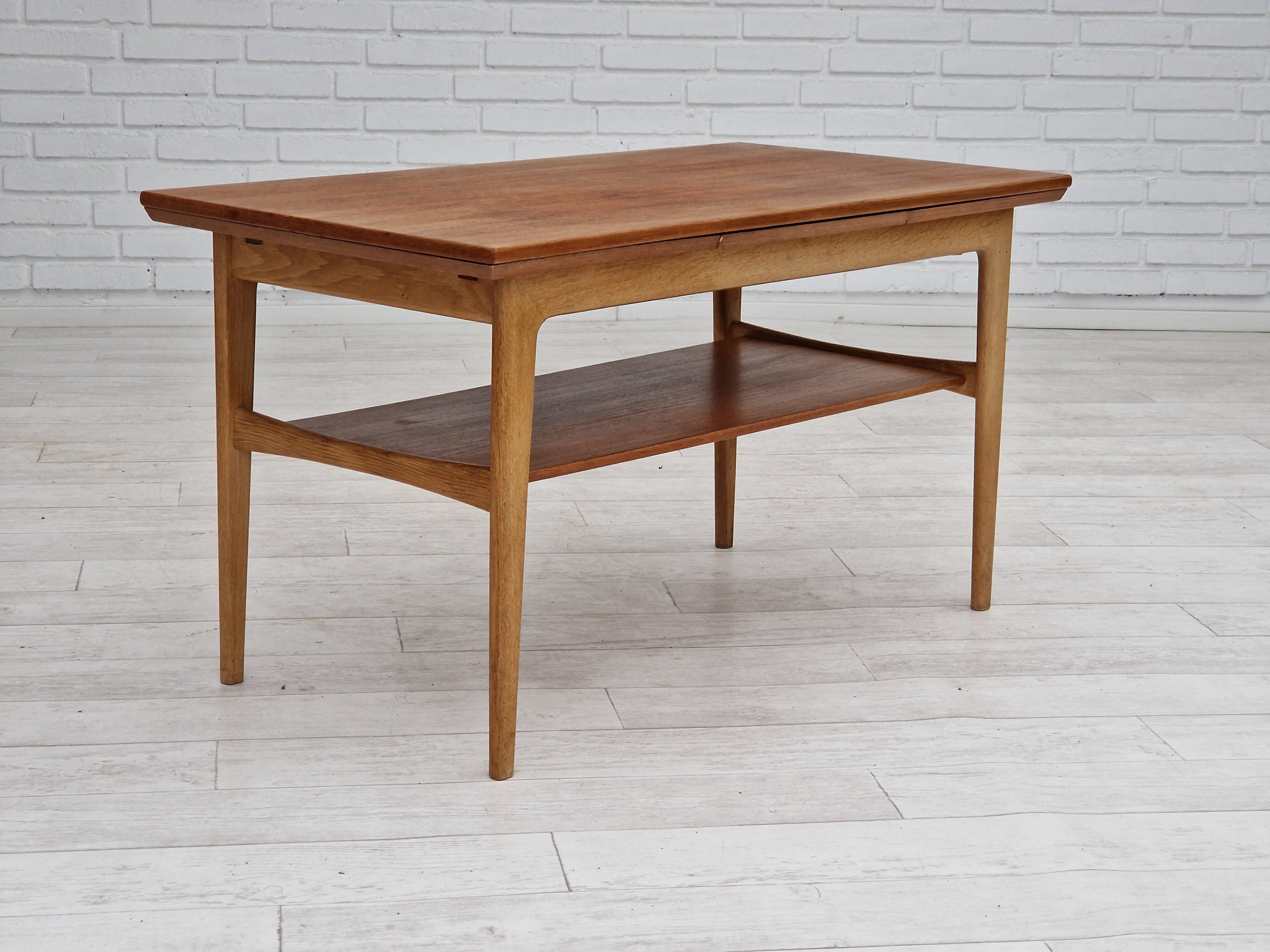 1970s, Danish design, folding sofa table, teak and oak wood