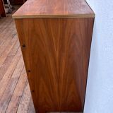Modernist shoe cabinet 1960 in vintage walnut