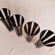 4 vintage champagne flutes in clear and black crystal glass