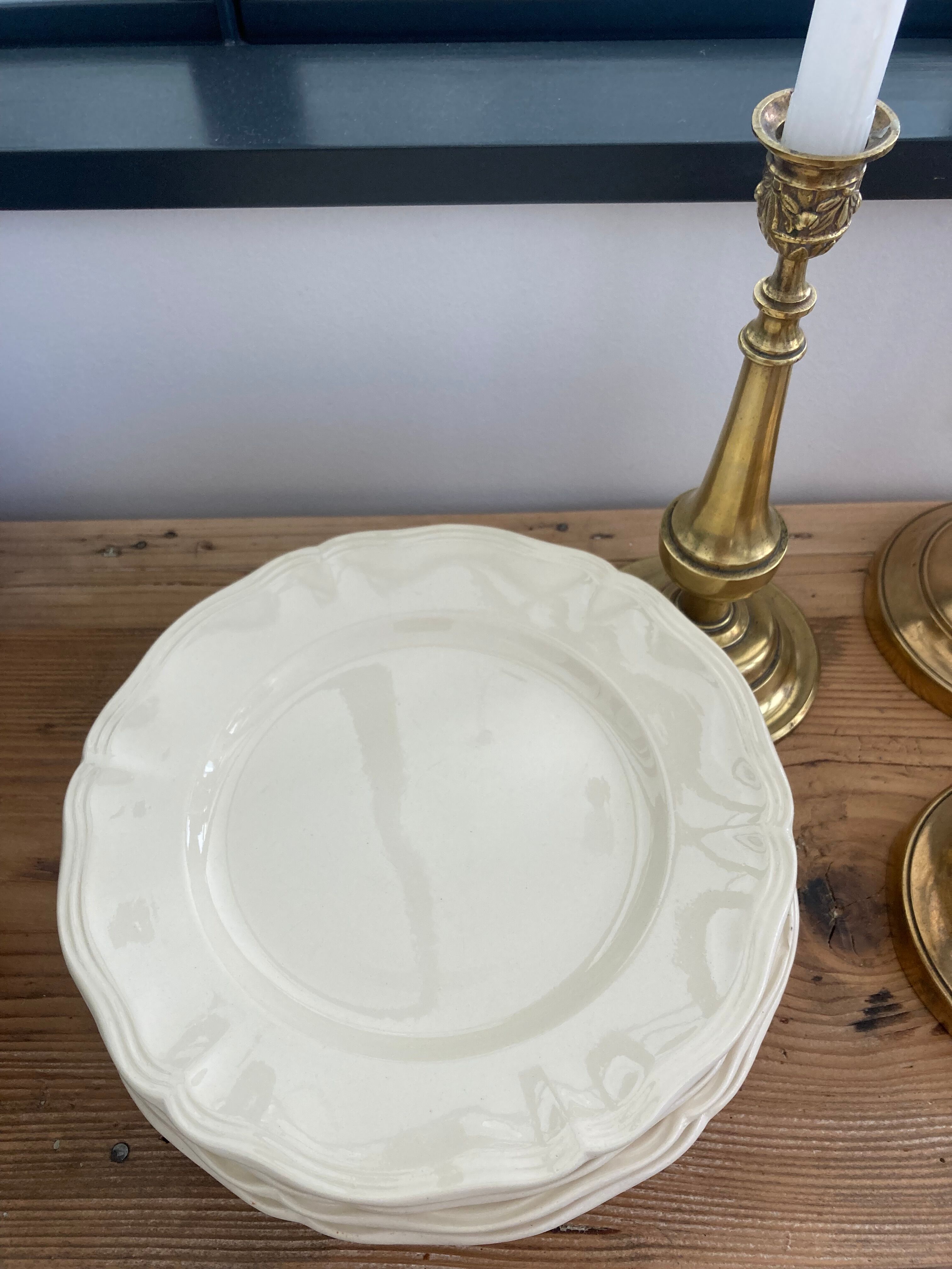 Set of 8 plates ivory Digoin Sarreguemines
