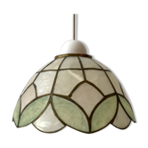 Suspension in mother-of-pearl and brass glass sage 60s