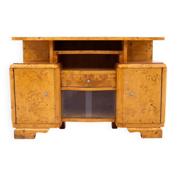Commode Art Déco, parfaite pour une télévision, Pologne, milieu du 20e siècle.