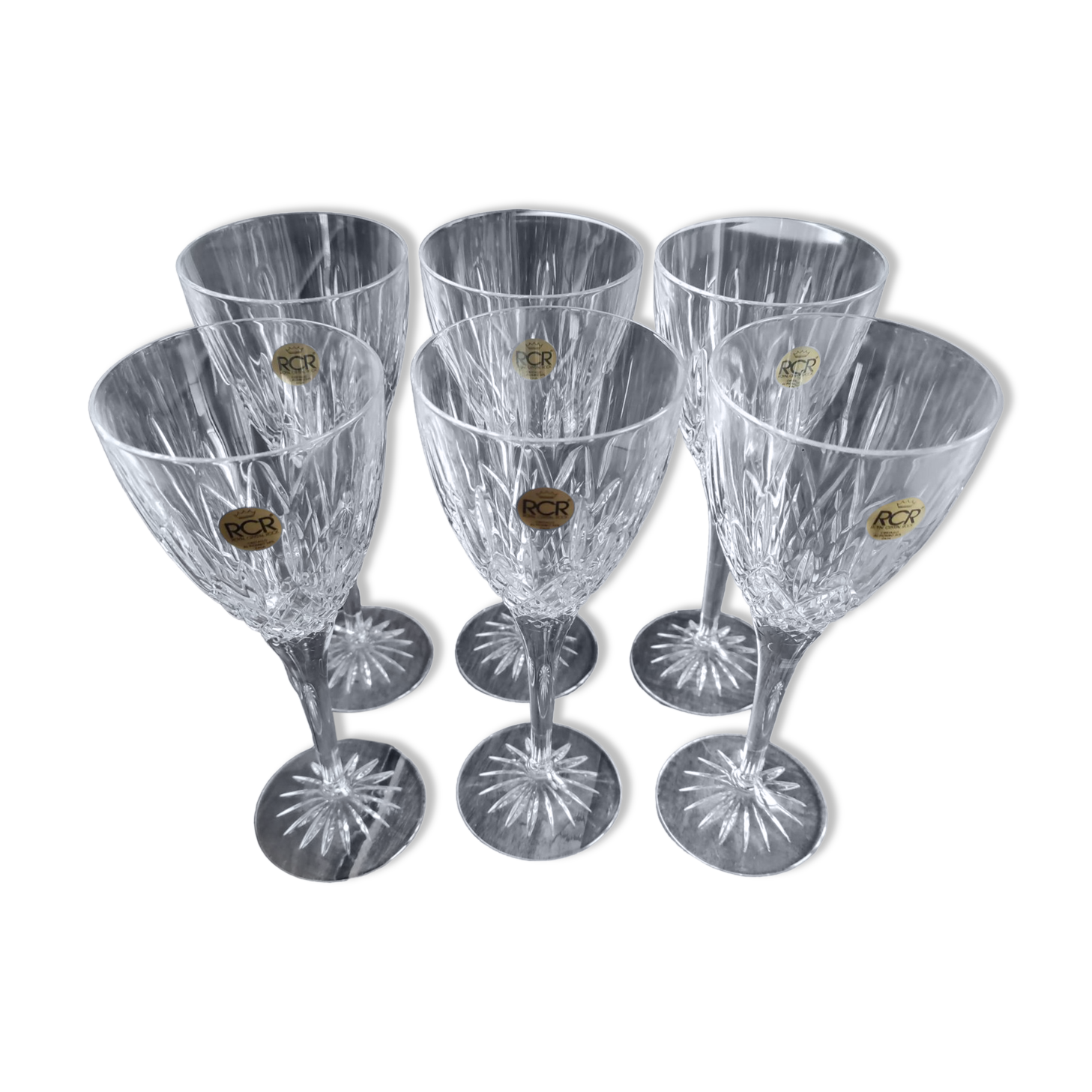Set De 6 Verres à Vin Rouges En Cristal Au Plomb – Bohême, Gravé, Coloré