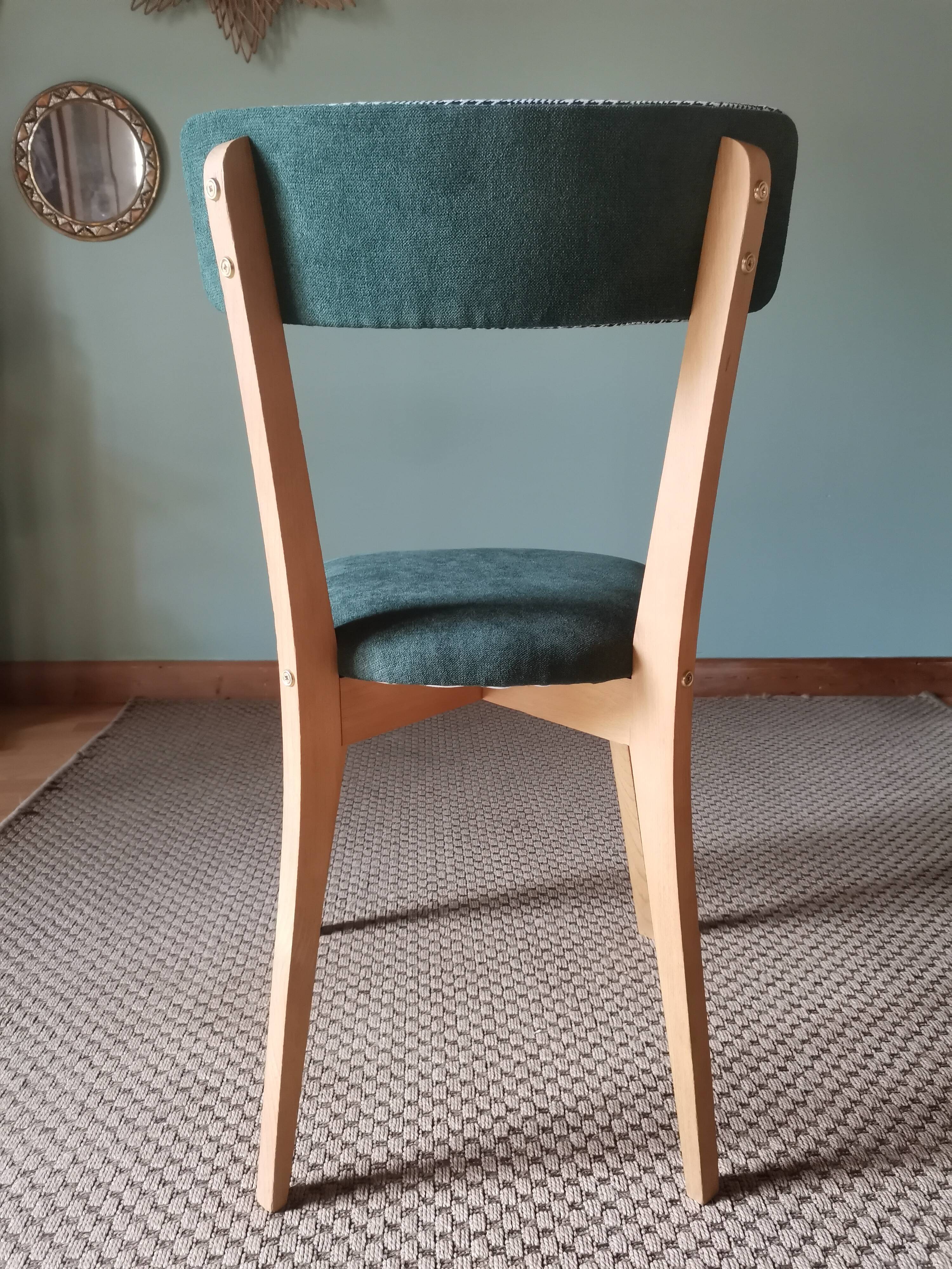Green bistro chair with houndstooth pattern