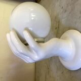 Ceramic hand and opaline sconce
