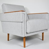 Mid-century modern armchair, restored, 1960, light grey