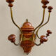 Antique wall coat rack in turned wood and gilded metal, circa 1900-1930.