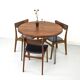 Table à manger ronde en teck avec pieds en acier, 1986