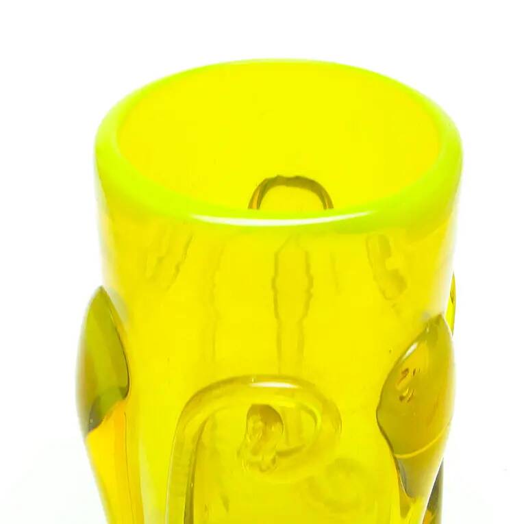 Modernist vase, yellow glass, designed by J. Słuczan-Orkusz, Poland, 1970s