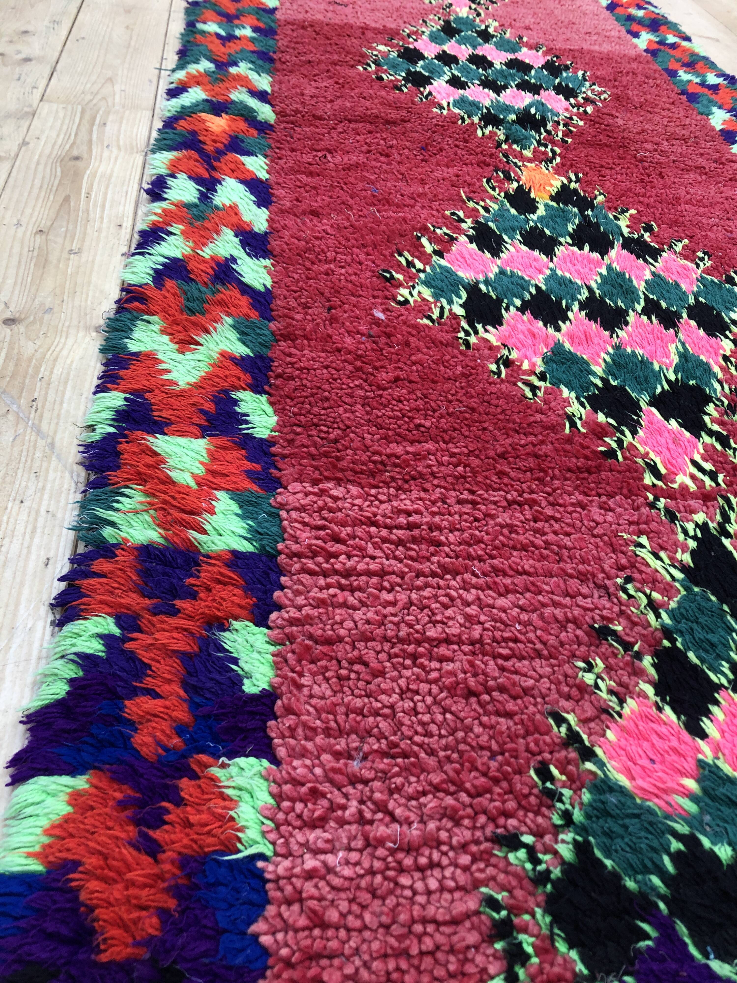 Moroccan Berber carpet old Azilal corridor 2,4x0.9m