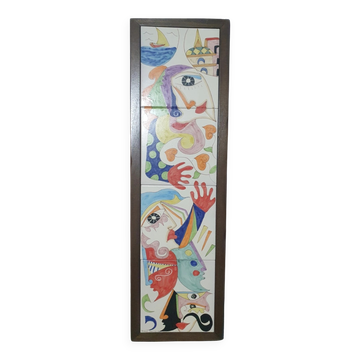 Grand panneau mural en céramique cubiste par Klaus - Vietri sul Mare