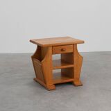 Mid-Century Blonde Oak Side Table, France 1980s