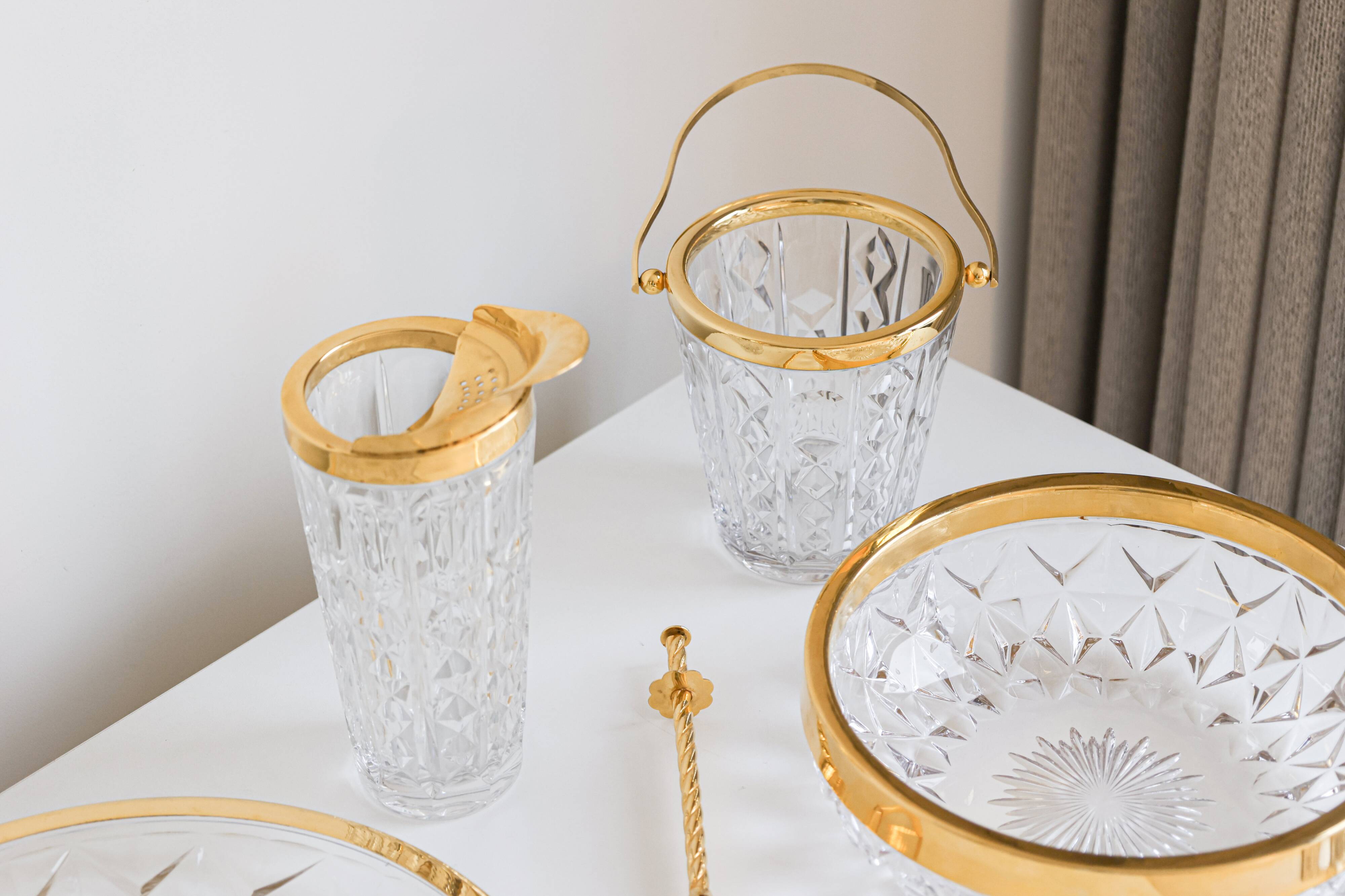 A Val Saint Lambert crystal glass cocktail set, 1970s, Belgium.