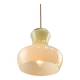Mid-Century Italian Brass and Yellow Glass Pendant Lamp
