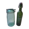 Old green jar and bottle