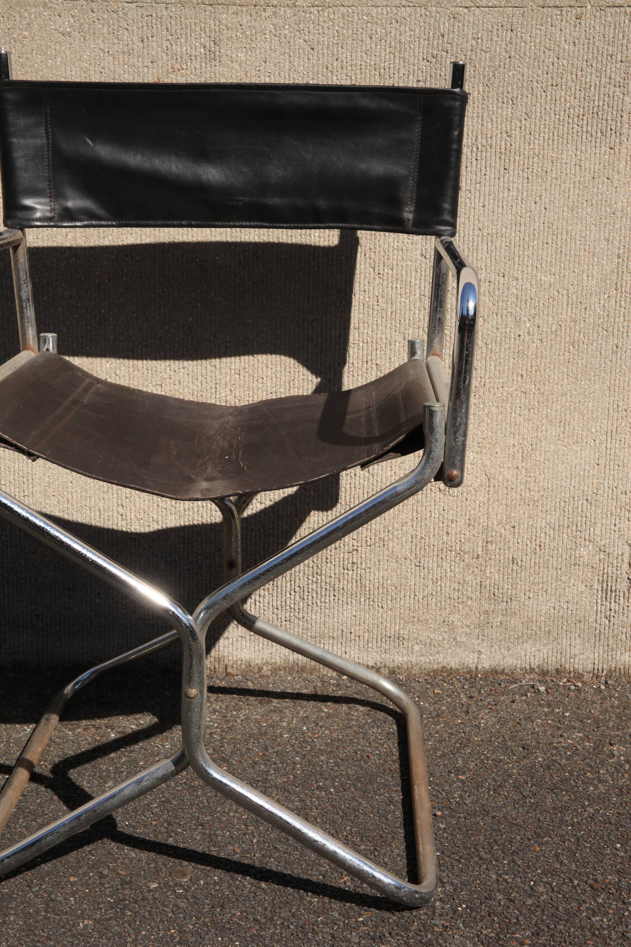 Lafuma folding leather armchair