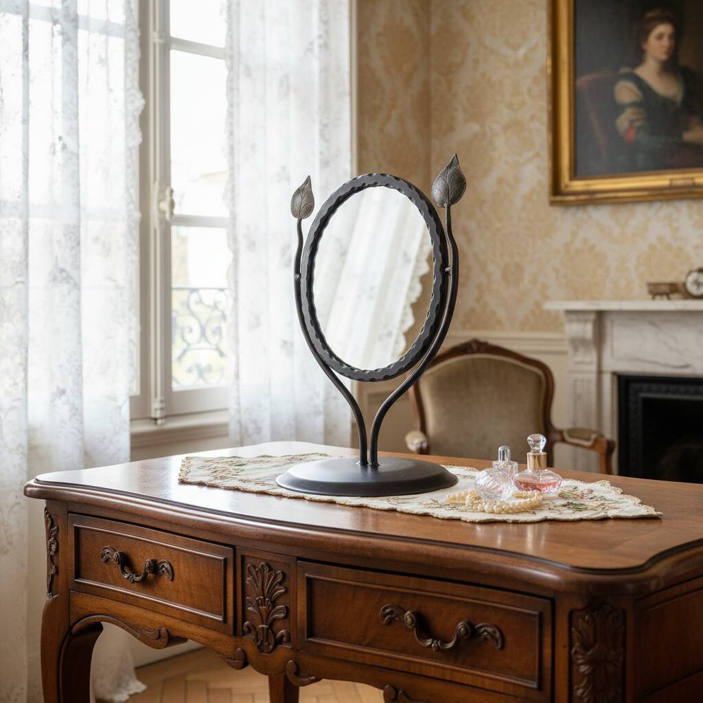 Hand Forged Iron Tabletop Vanity Mirror (55cm)