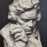Old photograph by Eugène Fiorillo after Fix Masseau, bust of Beethoven, silver print