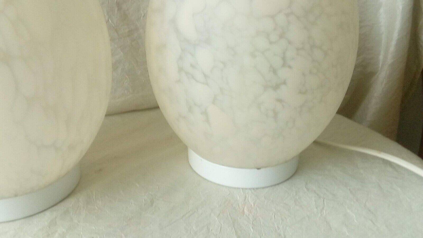 Pair of marble glass egg lamps