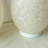 Pair of marble glass egg lamps