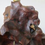 Imposing brutalist lamp in olive wood, 1970