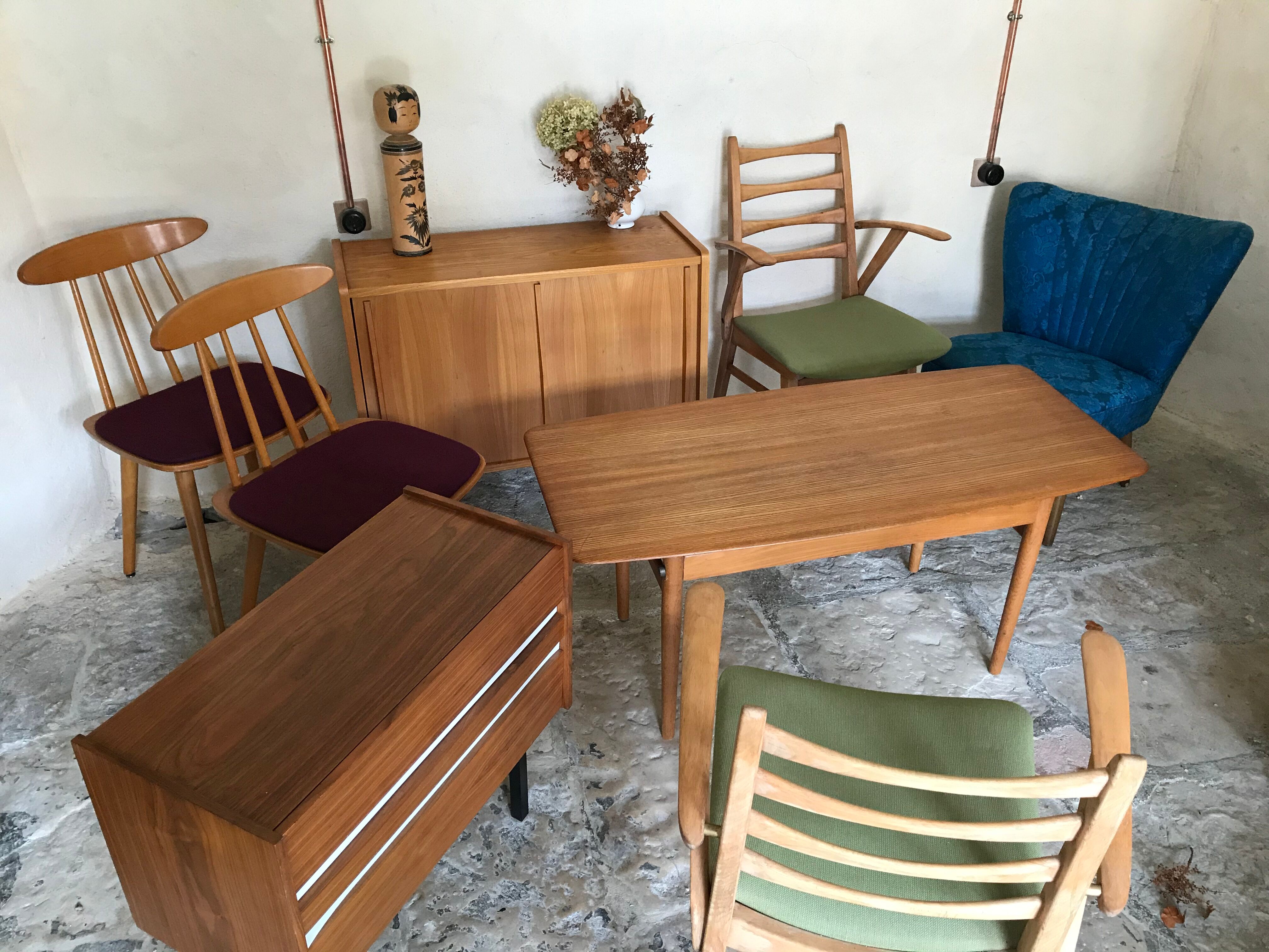 Scandinavian vintage coffee table blond teak